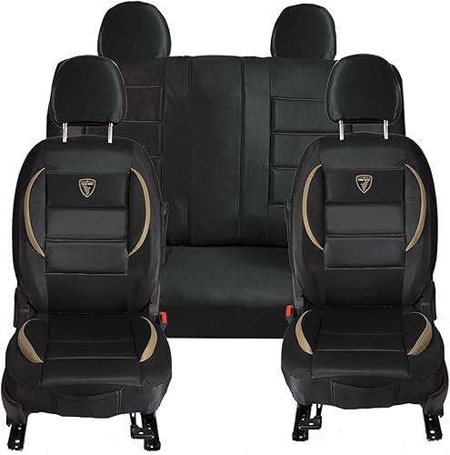 Miniatura 1 de Cubre Asientos de Carros Juego Universal 11 piezas Forros Deportivos Negro Beige