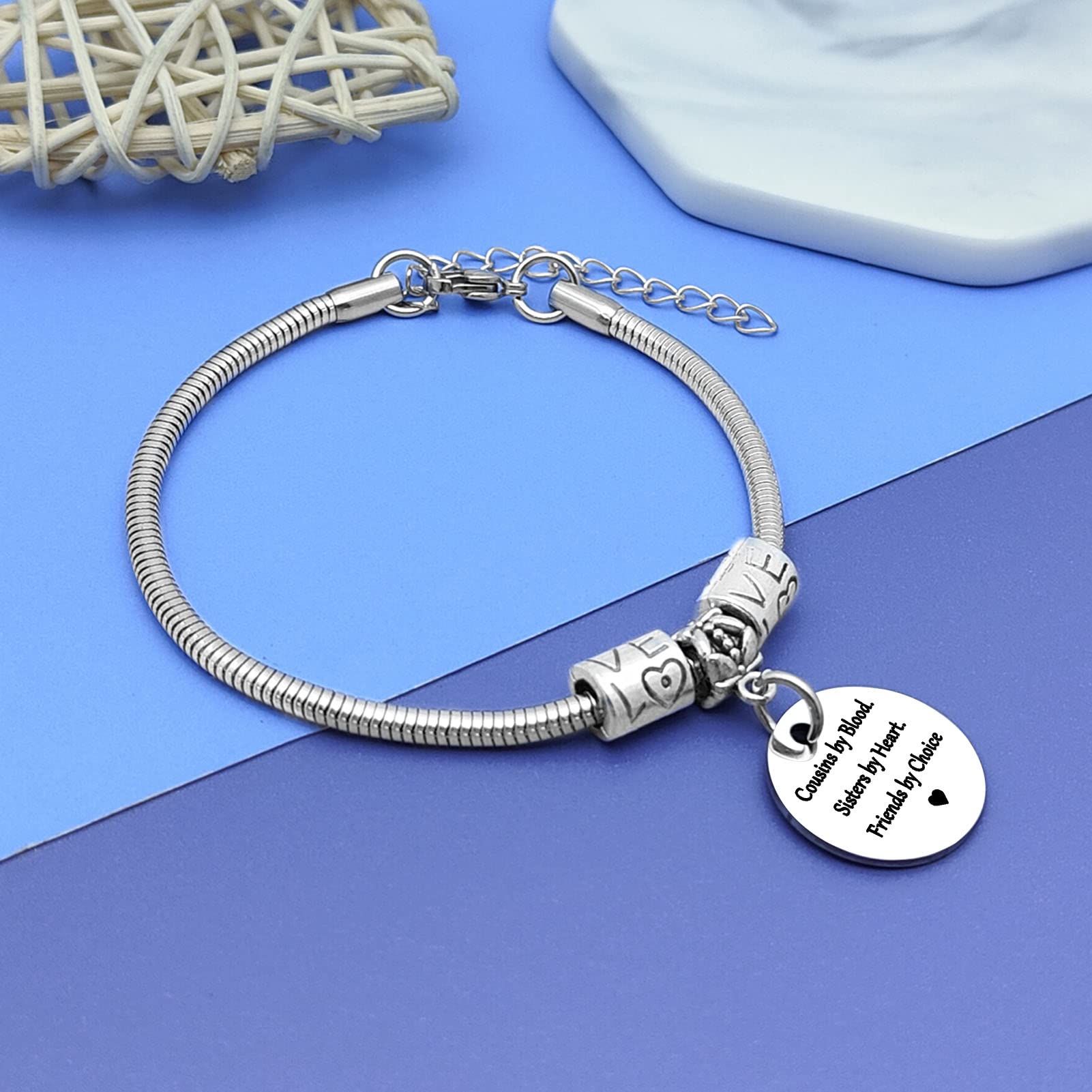 DlaeKua Cousin Gift Bracelet Stainless Steel Christmas Gift for Cousin Birthday Gift Long Distance Relationship Gift for Cousin
