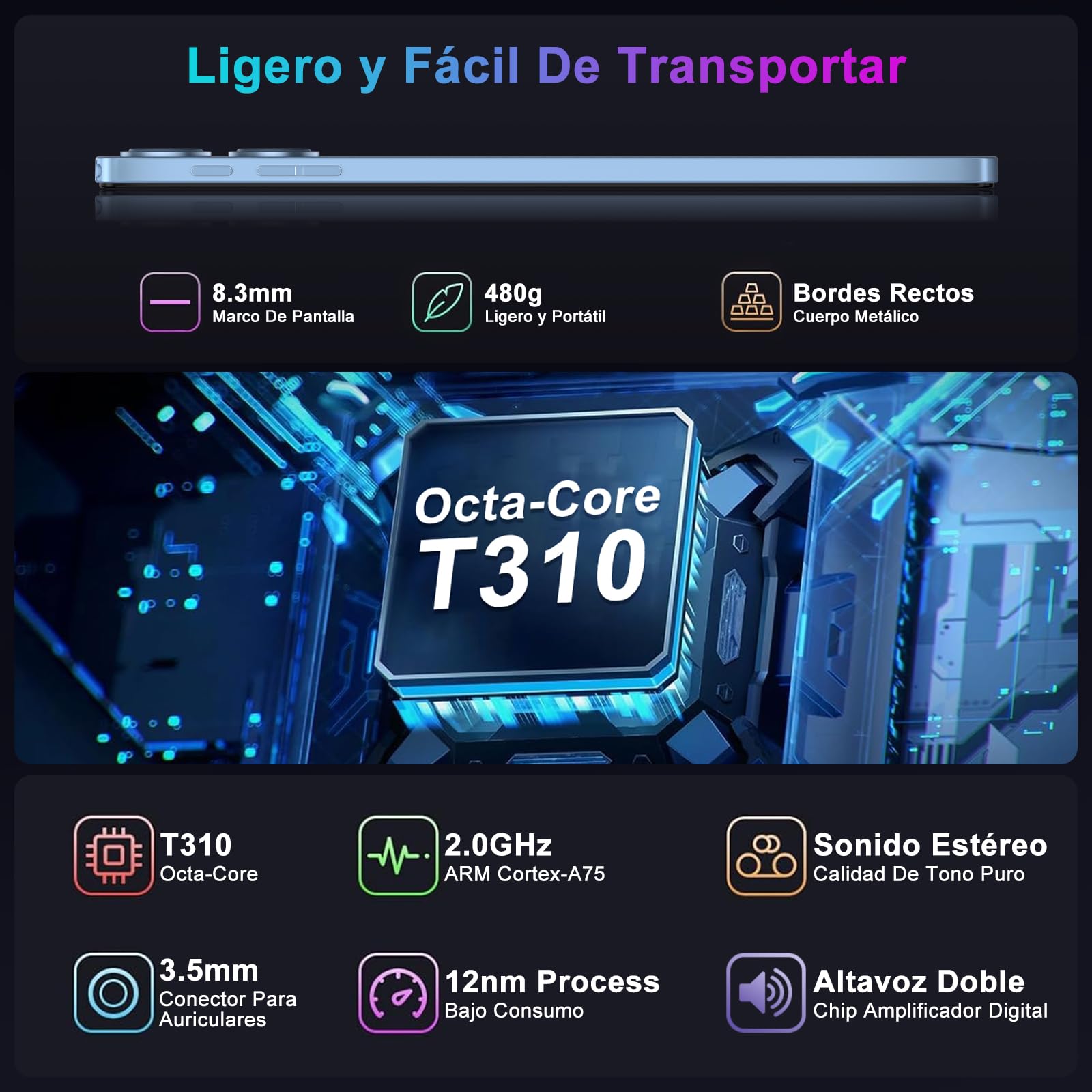 Tablet 10 Pulgadas 30GB+128GB, 8000mAh, Android 15, IPS Pantalla FHD 1080, Procesador Octa-Core, Certificación GMS/ Widevine L1/ Control parental, Tableta PC con Cuerpo de Metal, Teclado y Mouse- Azul — view 4