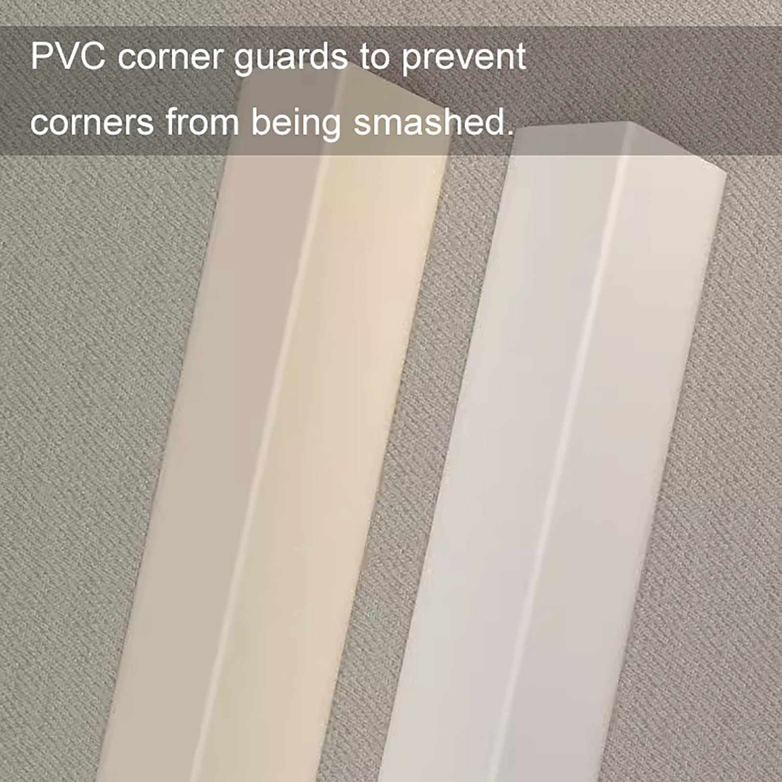 Protectores de esquinas de pared en forma de L, Protector de borde de pared de PVC autoadhesivo beige blanco 0,7-1,2 pulgadas de ancho(White,3x100cm/1.2x39in)