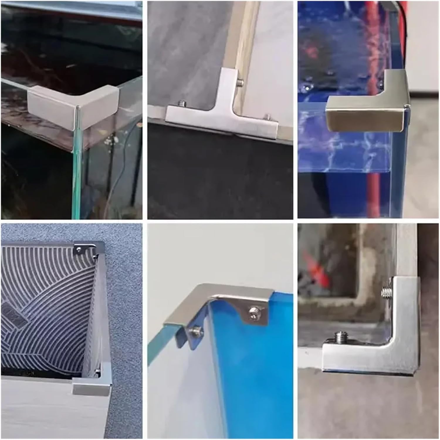 Cabinet Shelf Clips Cabinet Shelf Clips 2pc Stainless Steel Combination Glass Clamp for Display Fishbowl Fixing Clip Ceramic Tile Panel(Corner - 14.5mm)