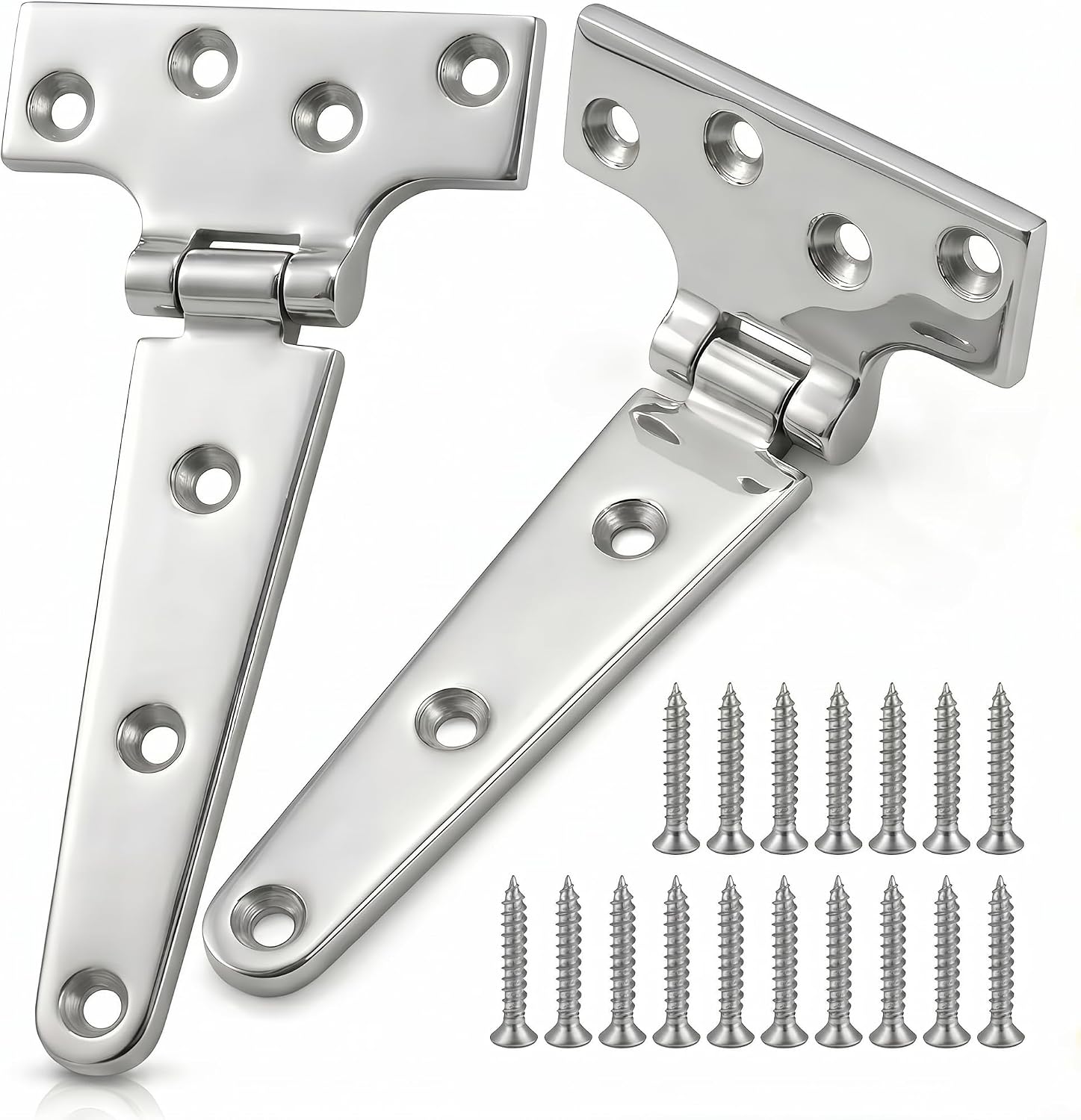 6" Heavy Duty T Hinges, 316 Stainless Steel, 2 Pack