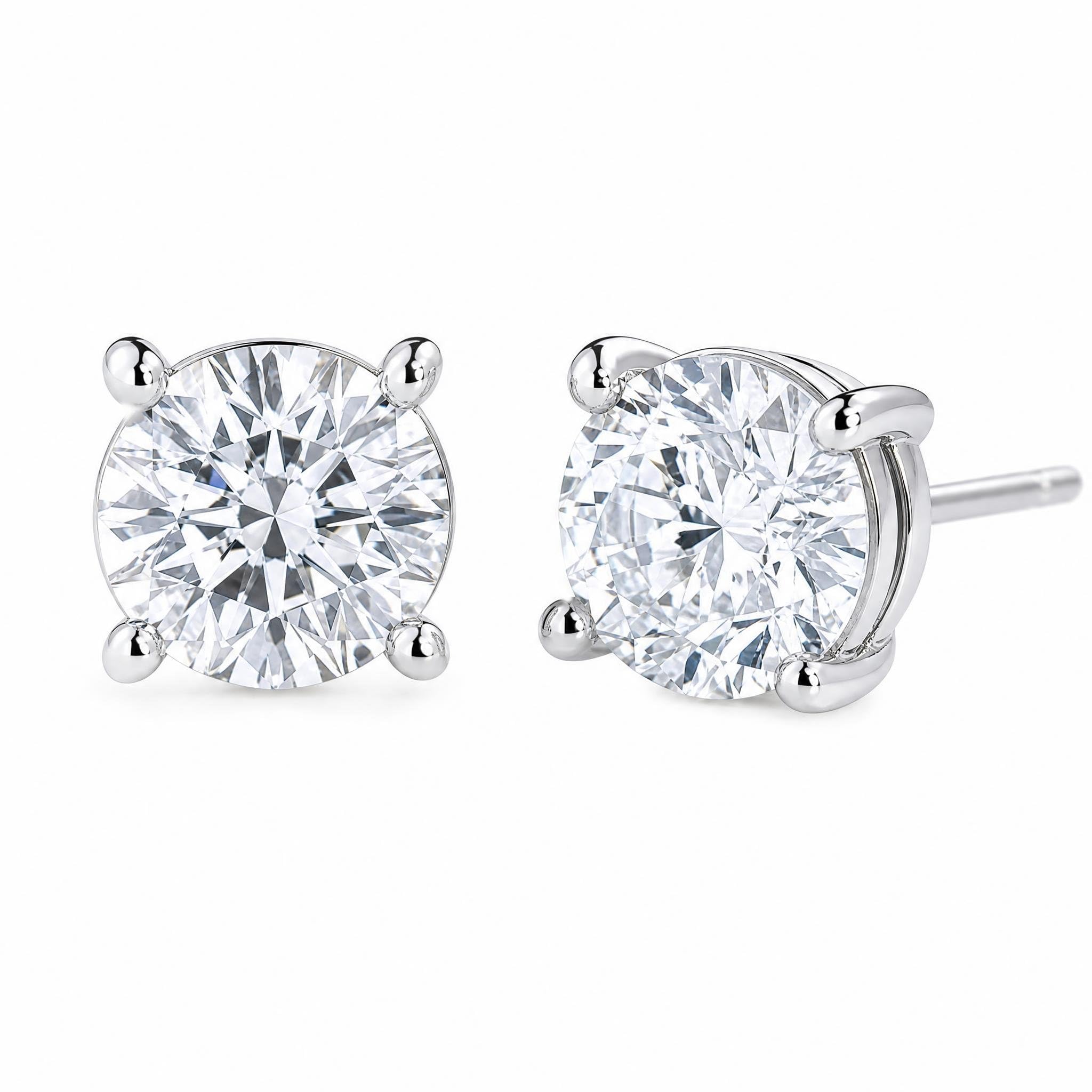 Lab-Grown Diamond Stud Earrings With Unique laser engraved Diamond ID, Set In Platinum, White Gold or Yellow Gold - D Color, VVS2 Clarity, IGI Certified Lab-Grown Diamonds - Available in 1 to 5 CTTW