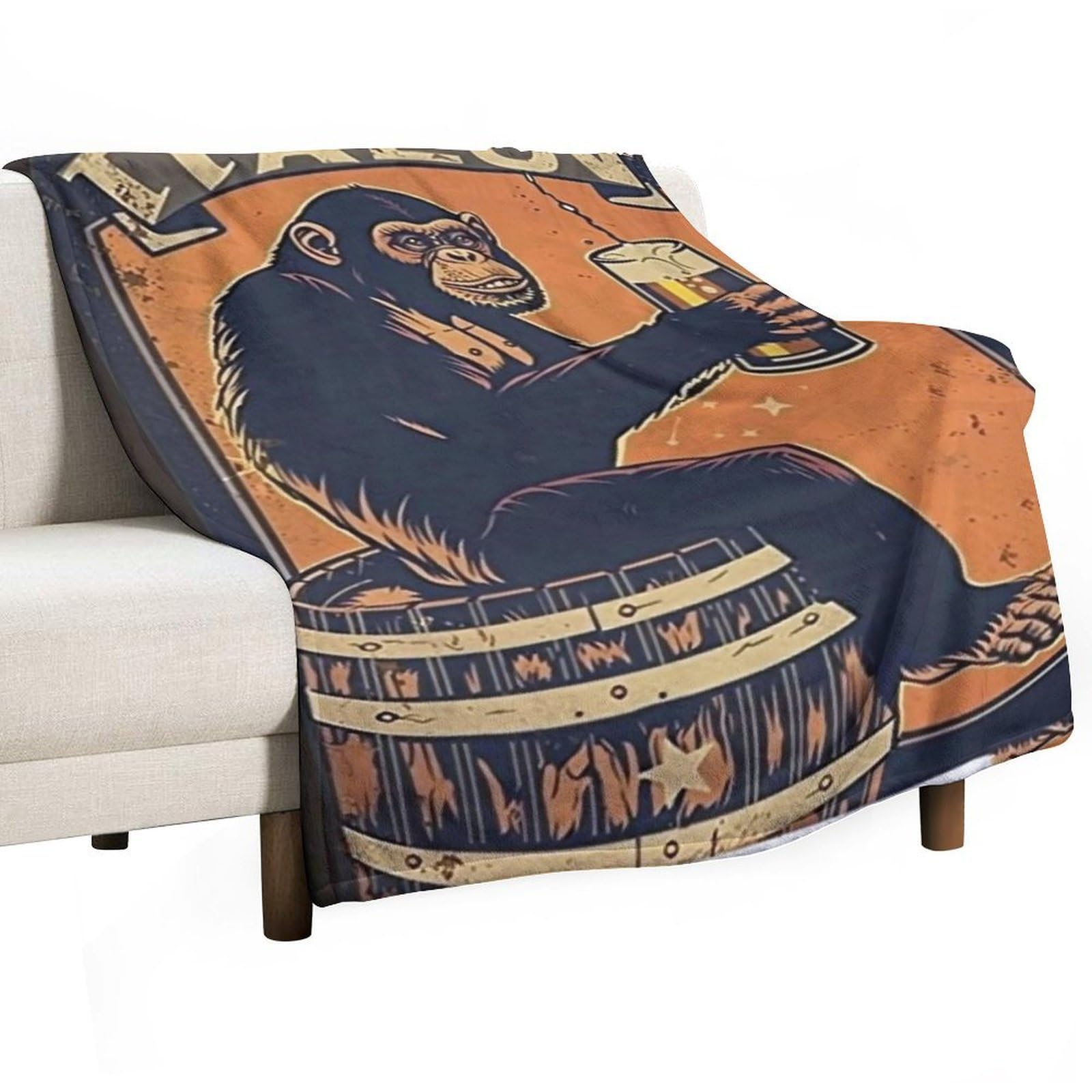 Yhgsreuoh Tl-Style Monkey-Beer-Toast_04 Flannel Blankets Fleece Soft Throw Lightweight Plush Gifts For Couch, Bed, Cozy Sofa Plush, Chair, Lovers 32X48inch(80X120cm)