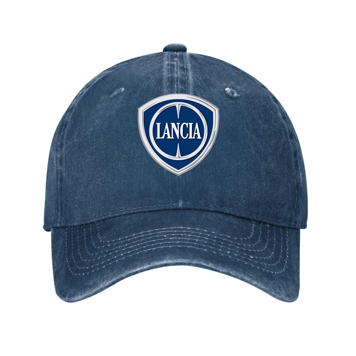 Kciutud Lancia Navy Blue Washed Denim Baseball Cap Adjustable Vintage Distressed Dad Hat Men Women Retro Soft Cotton Unstructured Size is: One Size