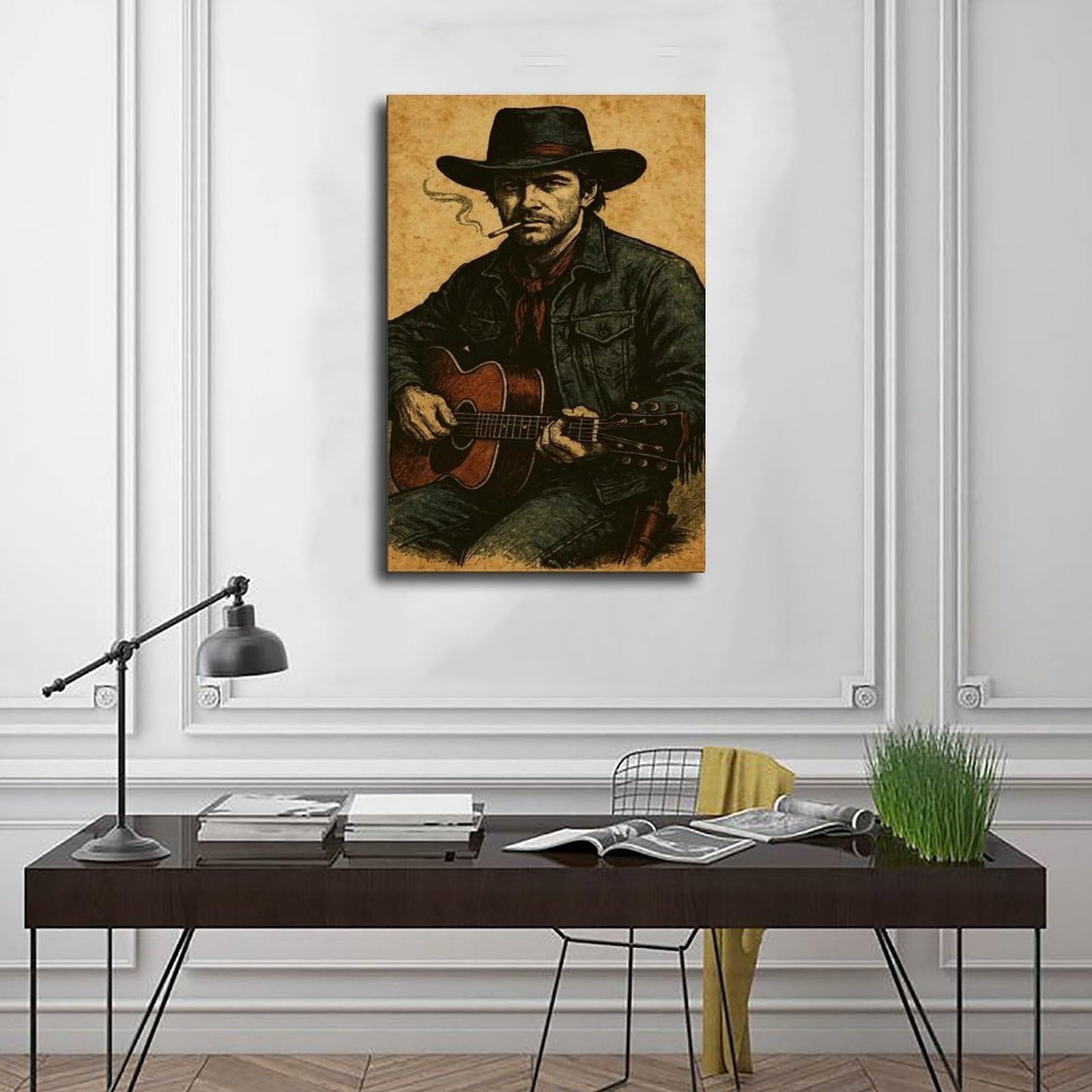 Poster artistico retrò con musica country (2) su tela, decorazione artistica da parete per soggiorno, camera da letto, 60 x 90 cm