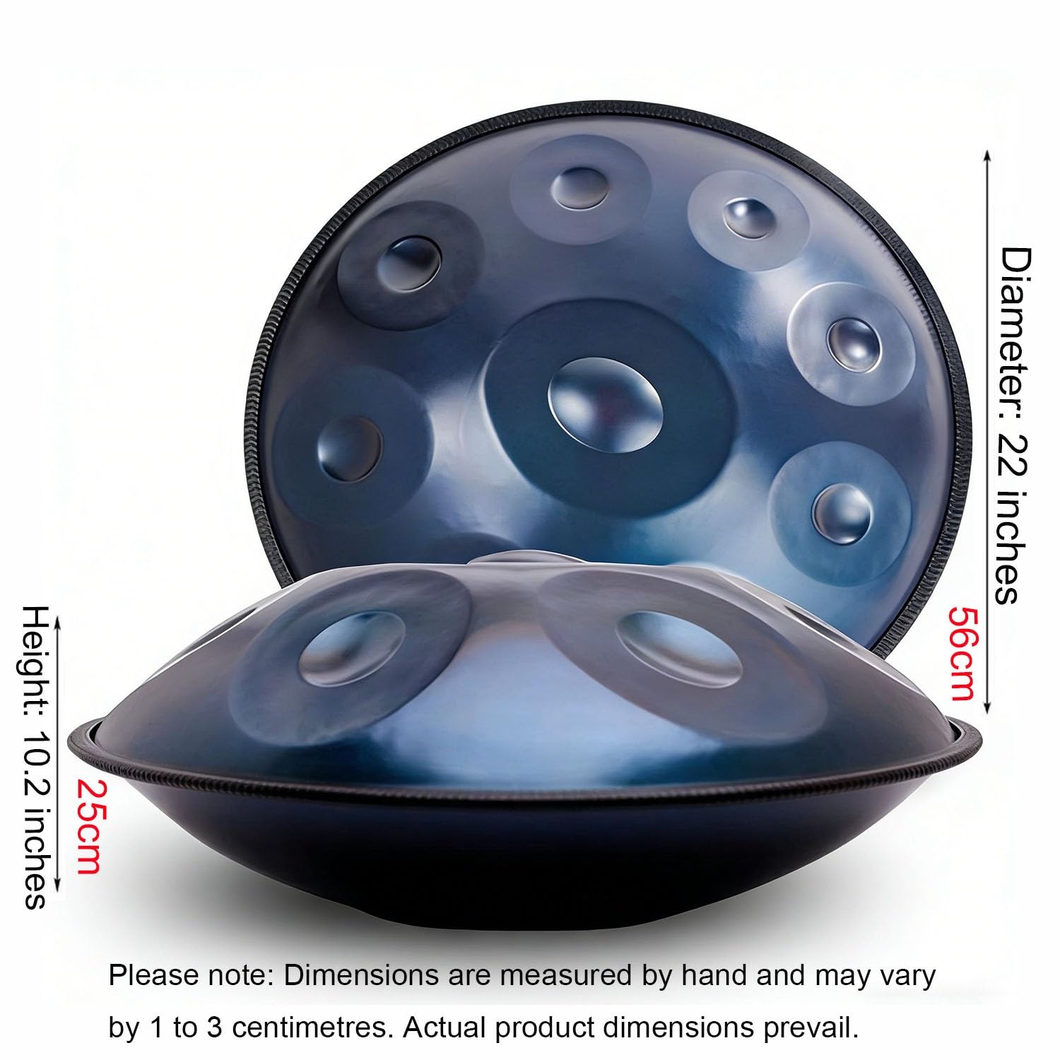 Handpan 432 Hz/440 Hz Strumento a Tamburo Handpan, Tamburo a Mano In Acciaio Da 22 Pollici, Alto Livello Di Qualità Strumento a Percussione per meditazione e musicoterapia(Gold,440HZ/10Note)