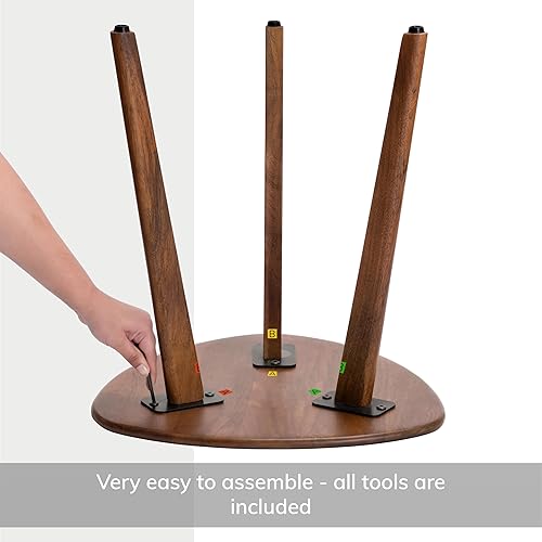 Miniatura 6 de MH London Mesa auxiliar de tres pines I hecha a mano madera de mango natural naturalmente resistente a la humedad sin mantenimiento I 18 x 18 x 20