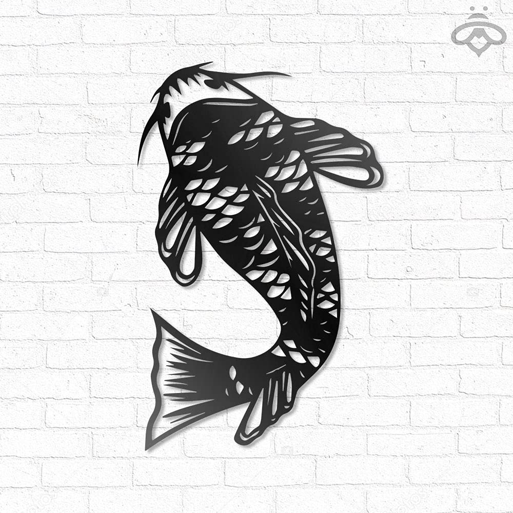 Regalo Aficionados Pesca Decorativo Arte Pared Metal Peces Negro -  Decoración Pesca Para Hogar 32x27 Cm Arte Pared Escena Pesca 32x27cm, image size:1000x1000