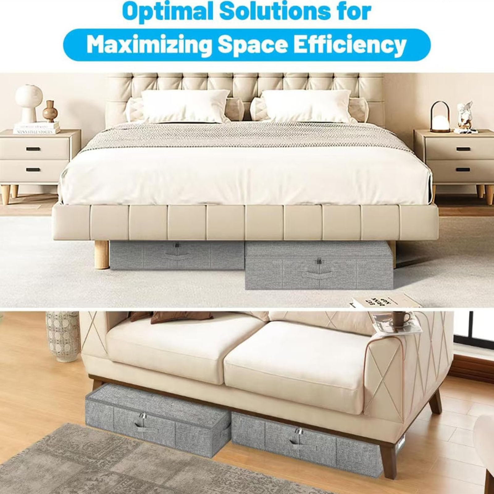 Almacenamiento De Cama, Almacenamiento Bolsas De Contenedores Con Tapa, Plegable Almacenamiento De Ropa Cajón Organizador Con Resistente Paredes Laterales/fondo, Almacenamiento Conten(Size:76X38X17CM)