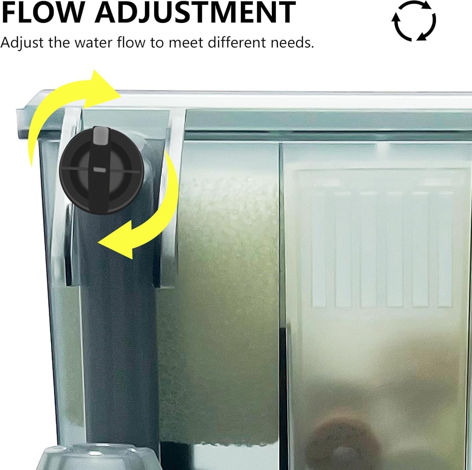 Fish Tank Filter 100GPH, HOB Aquarium Filter with Adjustable Flow, Detachable 3-Stage Filtration System, Hang on Back Filter with Ceramic Ring, Sponge Filter, and Oil Skimmer, Up to 15 Gallon Tanks