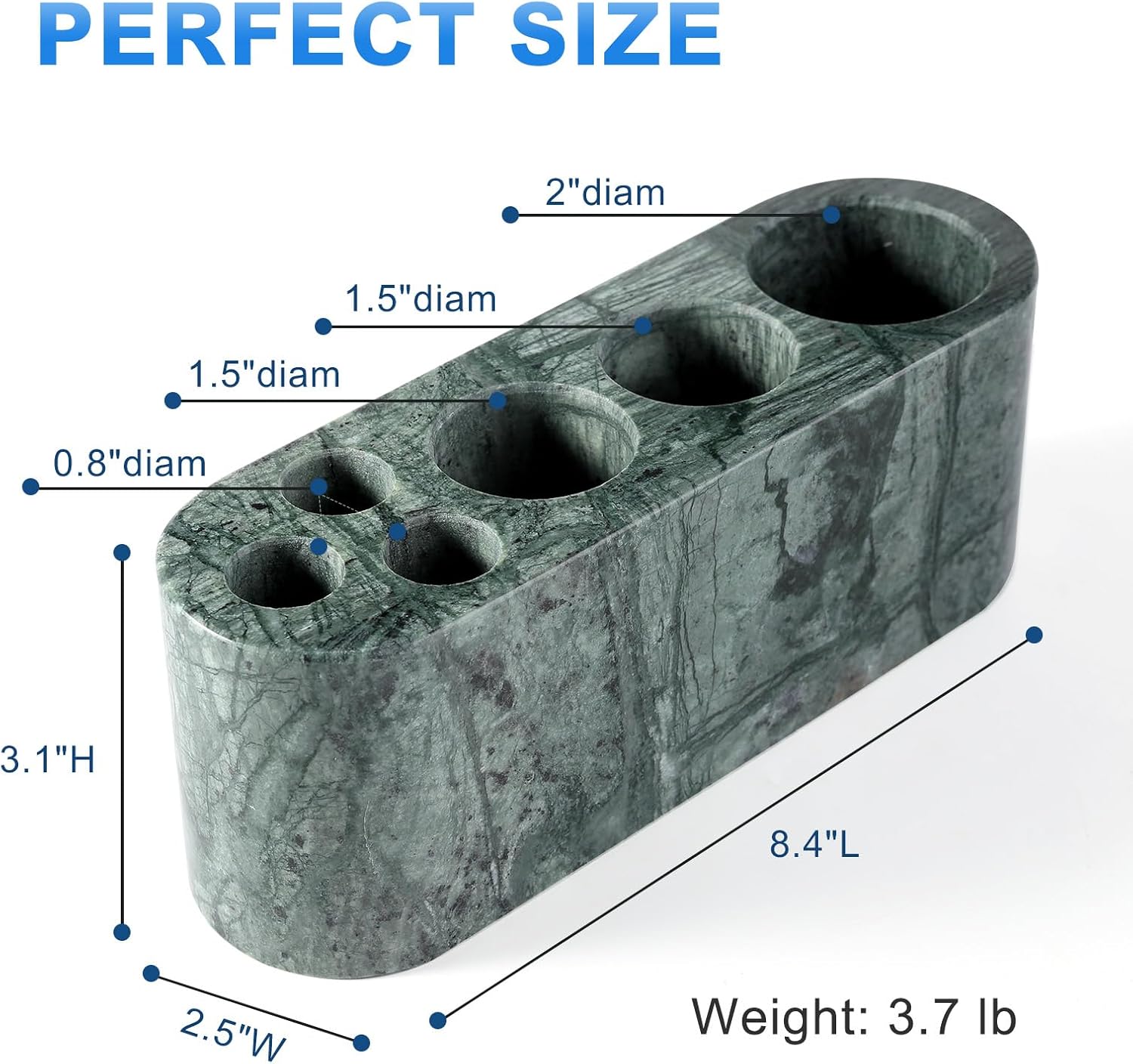 BCS Toothbrush Holder for Bathrooms, 6 Slots Marble Toothbrush Organizer, Makeup Brush Stand Toothbrush Storage Collection for Bathroom Countertop Vanity Organization - Indian Green