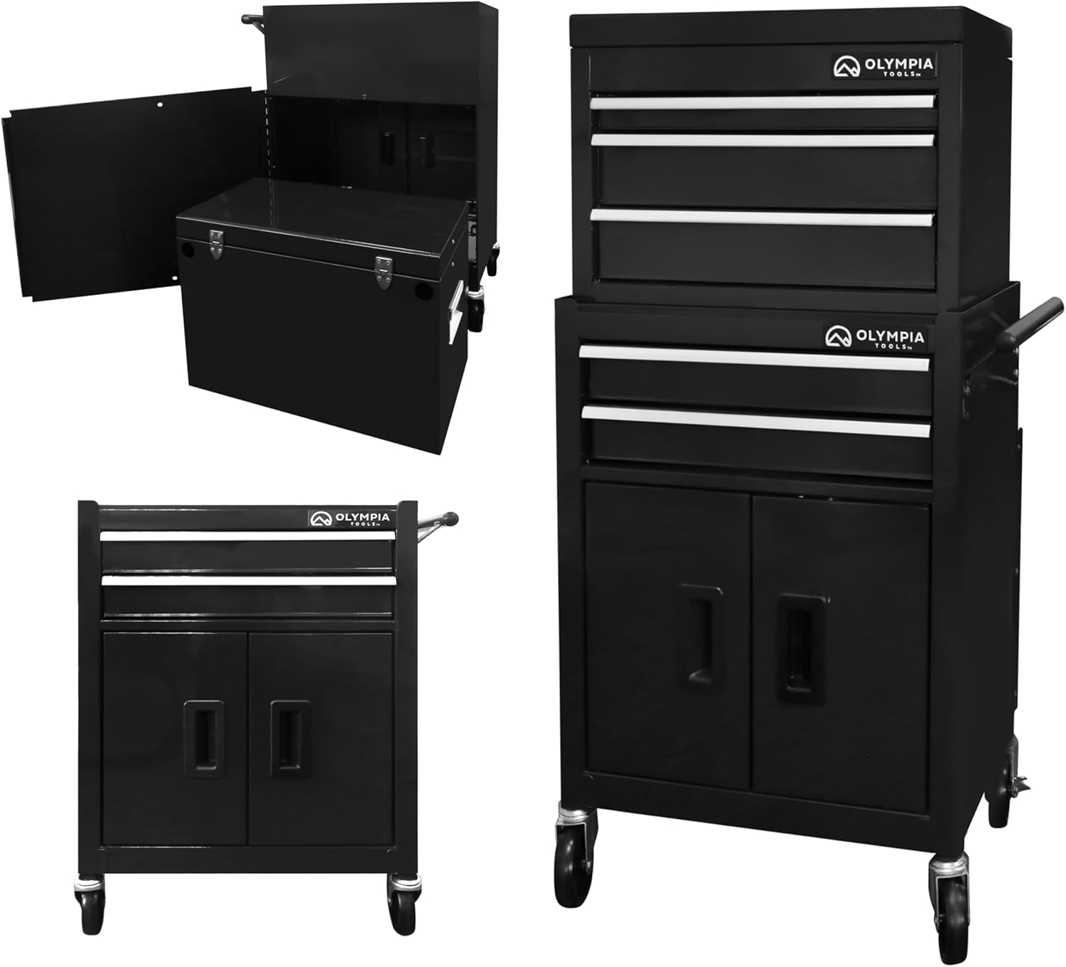 Olympia Tools 20-inch Rolling Tool Chest with Drawers – 5-Drawer Tool Chest Cabinet on Wheels Locking Storage Cabinets Garage Organizers for Workshop