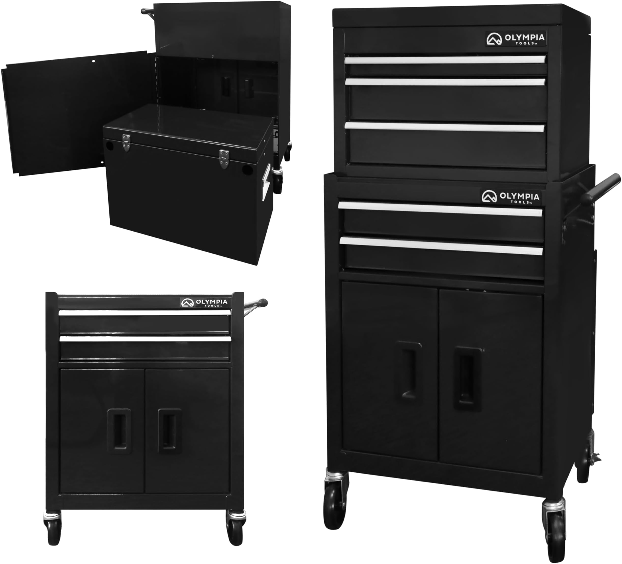 Olympia Tools 20-inch Rolling Tool Chest with Drawers - 5-Drawer Tool Chest Cabinet on Wheels Locking Storage Cabinets Garage Organizers for Workshop