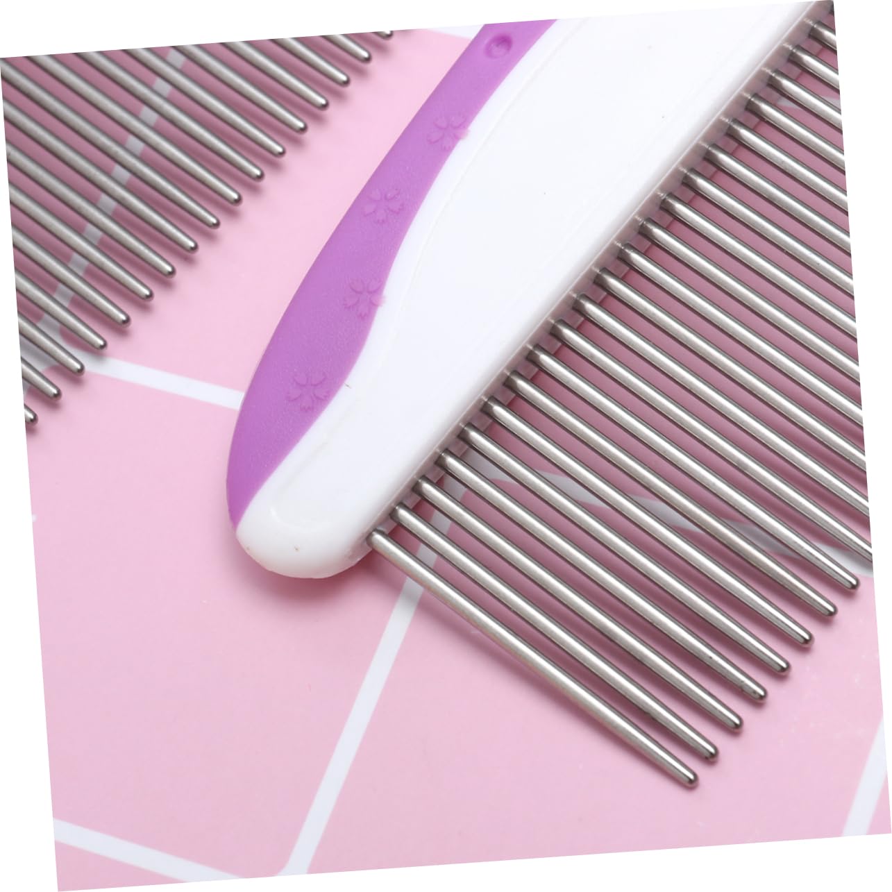 VANZACK Stainles Steel Pet Combs Round Head Dog Grooming Comb Nonslip Grip Set of 2 for Small Large Dogs