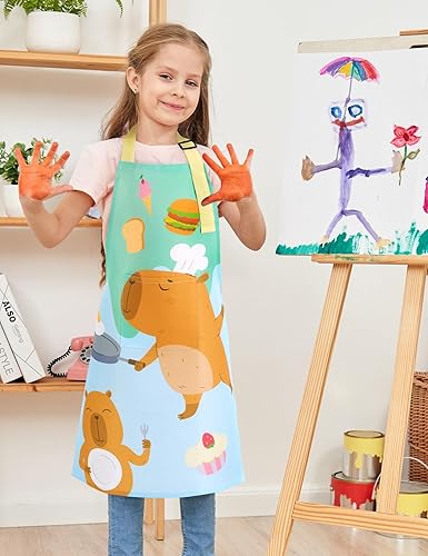 Vista 5 de WERNNSAI Delantal artístico para niñas y niños, delantal de pintura para niños pequeños