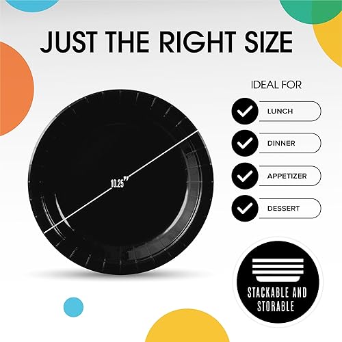 Miniatura 243 de Exquisite Platos de papel azul oscuro desechables de 7 pulgadas, color azul oscuro, platos desechables para fiestas, 100 unidades, platos de papel