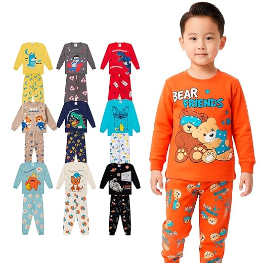 Kit Sortido 4 Peças de Pijama Bebê Menino Manga Comprida - Kit 2 Conjunto Pijama Infantil Masculino Longo Frio