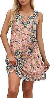 Vestidos para mujer, informal, bohemio, vestido de playa, suelto, cuello en V, sin mangas, vestidos de verano sexy