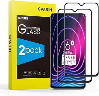 SPARIN [2-Pack Protector Pantalla OnePlus 6T, Cristal Templado OnePlus 6T, [Cristal + Resina] Vidrio Templado con [3D Borde Redondo] [9H Dureza] [Alta Definicion]