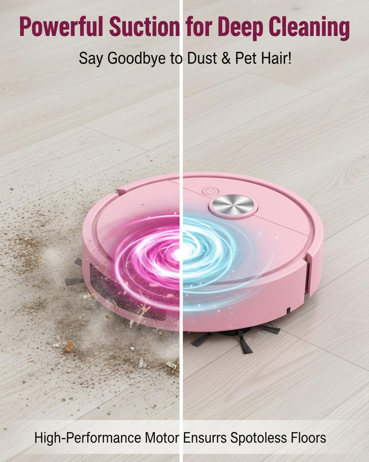 UIEWCQJ Mini Robot Vacuum for Car, Compact Mini Cleaner Sweeping Robot, 3 in 1 Rechargeable Multifunctional Smart Cleaning Machine with Wet Mopping for Hard Floors Pet Hair Carpets(White-Battery) view 5