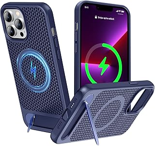 جراب حماية مغناطيسي لتبديد الحرارة لموبايل ايفون 13 برو ماكس متوافق مع تقنية ماج سيف من السقوط تبريد بمسند قابل للتعديل مادة ايس ارمور كول مات جوتنيج لون أورق