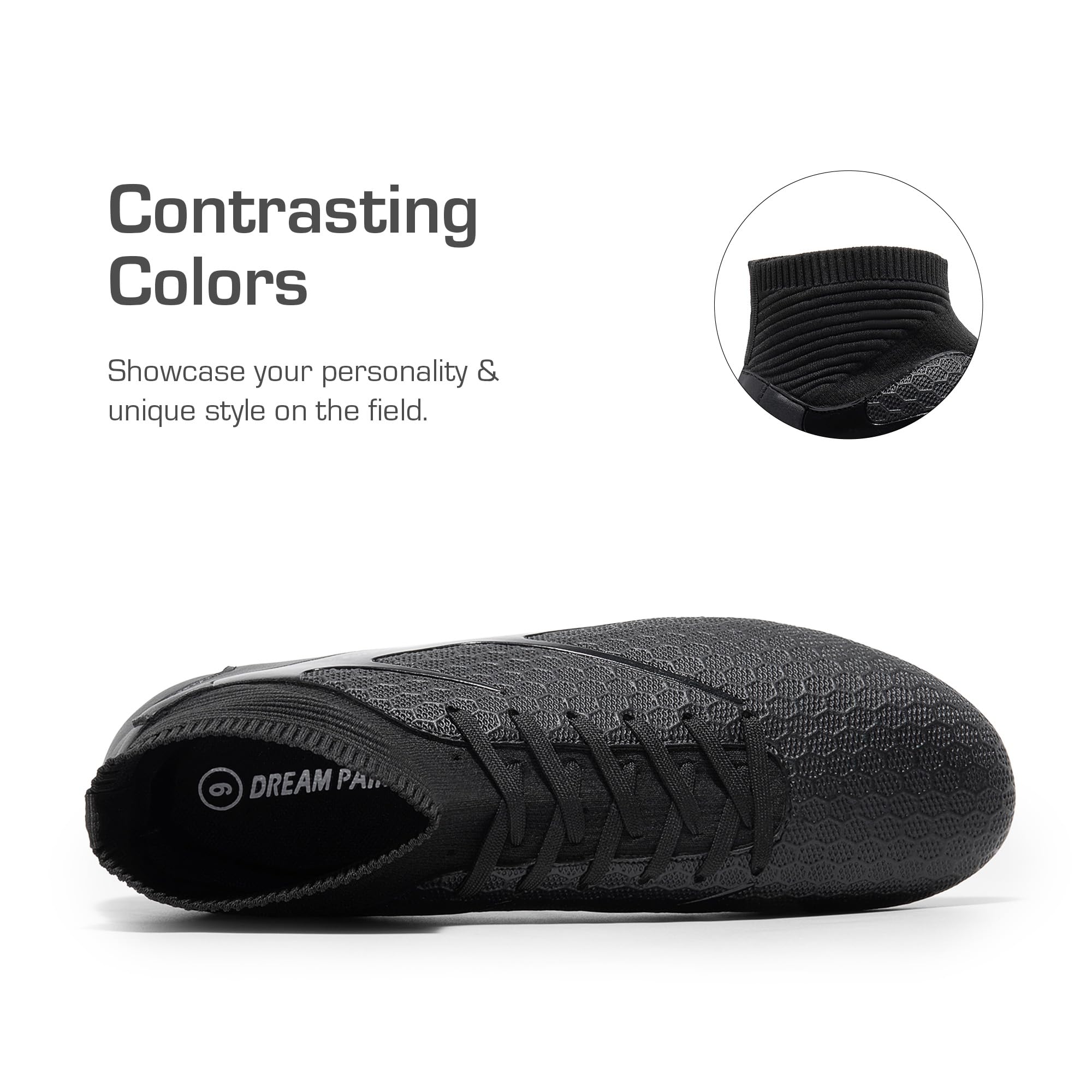 DREAM PAIRS Men's High-Tops Soccer Cleats Lace-Up Adult Football Shoes Lightweight Professional Athletic Training Soccer Shoes