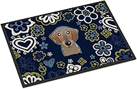 Vista 220 de Caroline's Treasures BB1449JMAT - Tapete de bienvenida de carlino negro, 24 x 36 pulgadas, tapete azul para puerta delantera, para interiores