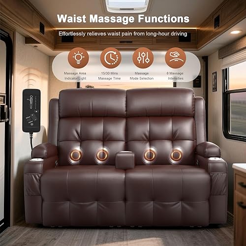 Miniatura 8 de Sofá reclinable para autocaravana, sofá reclinable de pared de masaje con USB, bolsillos de inserción, portavasos, sofás reclinables, sofá