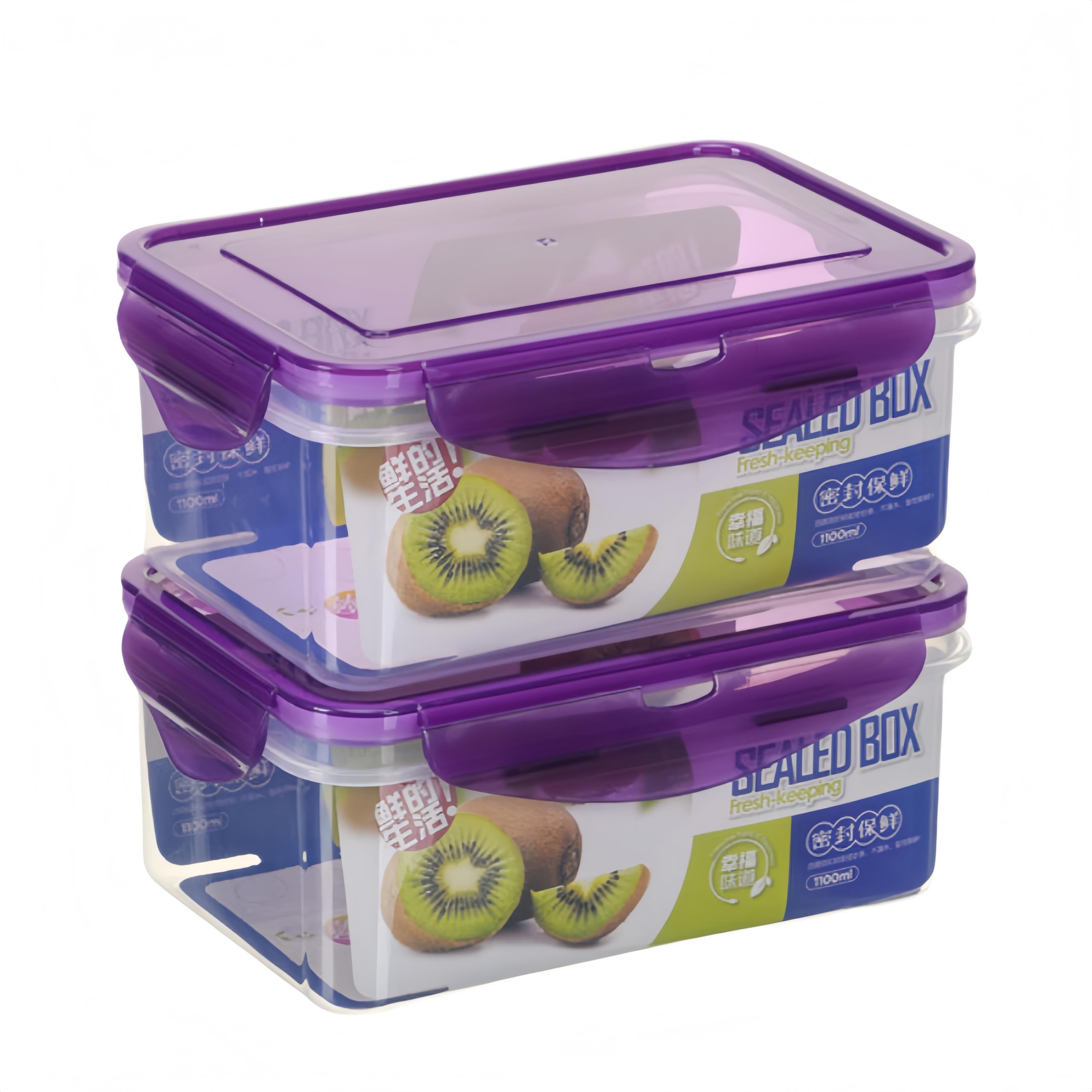 Chereda | Leakproof Food Containers | 1 L | Airtight, Stackable & Reusable Meal Prep Containers with Lids | School Lunch Boxes| 2 Count (Purple)