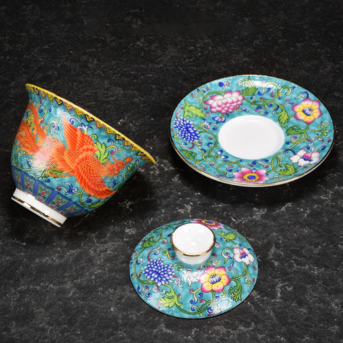 Ceramiczne filiżanki do herbaty, Filiżanka ze spodkiem do parzenia herbaty zielonej i kwiatowej