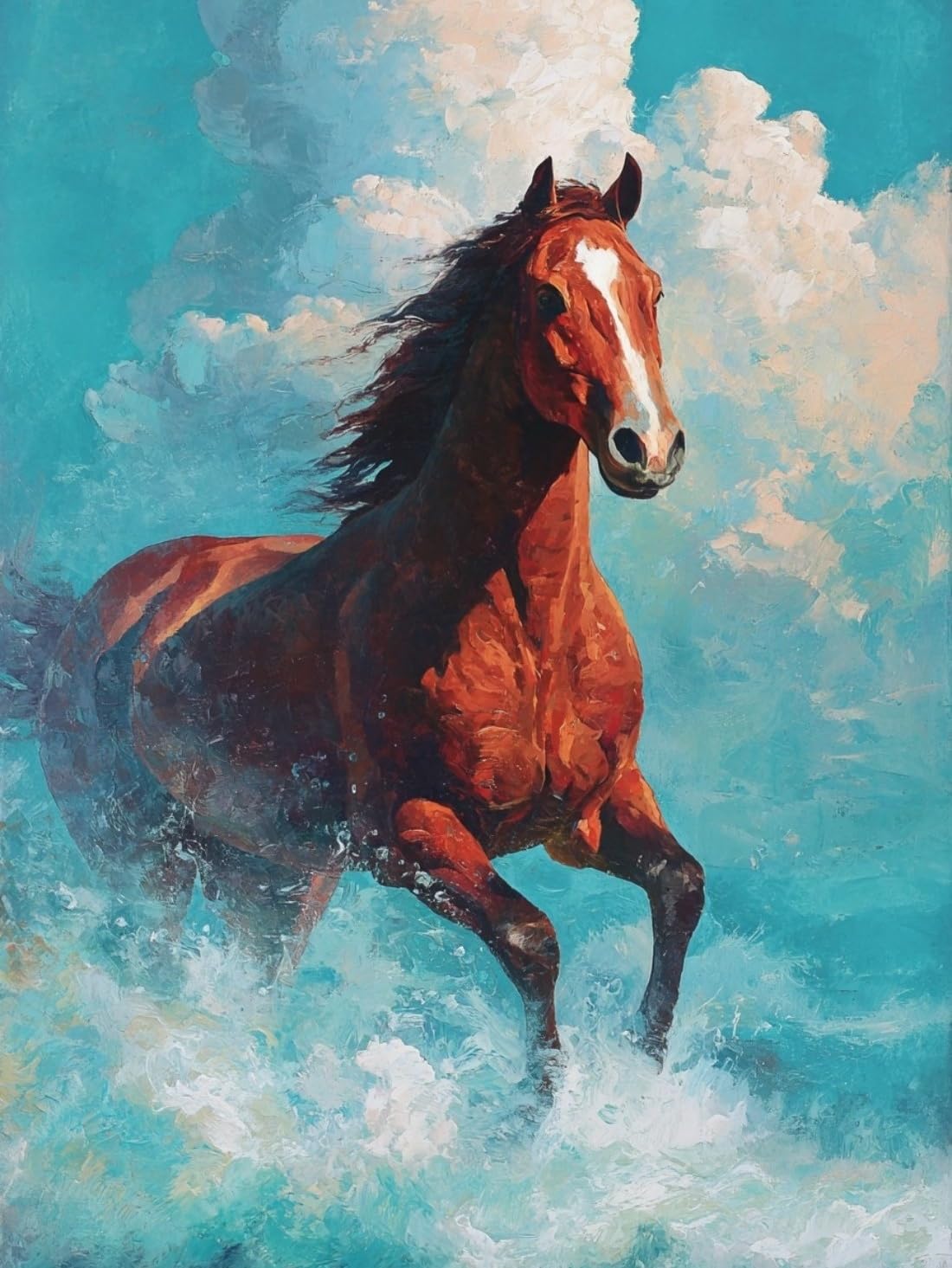 WANGWANGMIAO Paint by Numbers for Adults Galloping Horse Mane,Painting by Numbers for Adult Canvas Crafts Kits, DIY Oil Paints for Relax and De-Stress Home Decoration Gift 16x20inch，with Frame