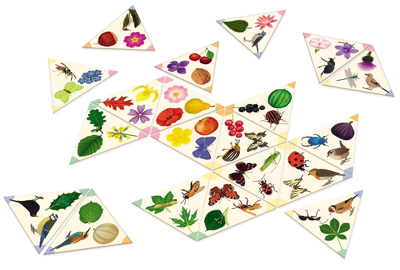 Nathan - Tridomino du Jardin - Gra planszowa dla dzieci - Edukacyjna - Nauka dzikiej przyrody i flory ogrodowej - Od 2 do 4 graczy - Od 5 lat