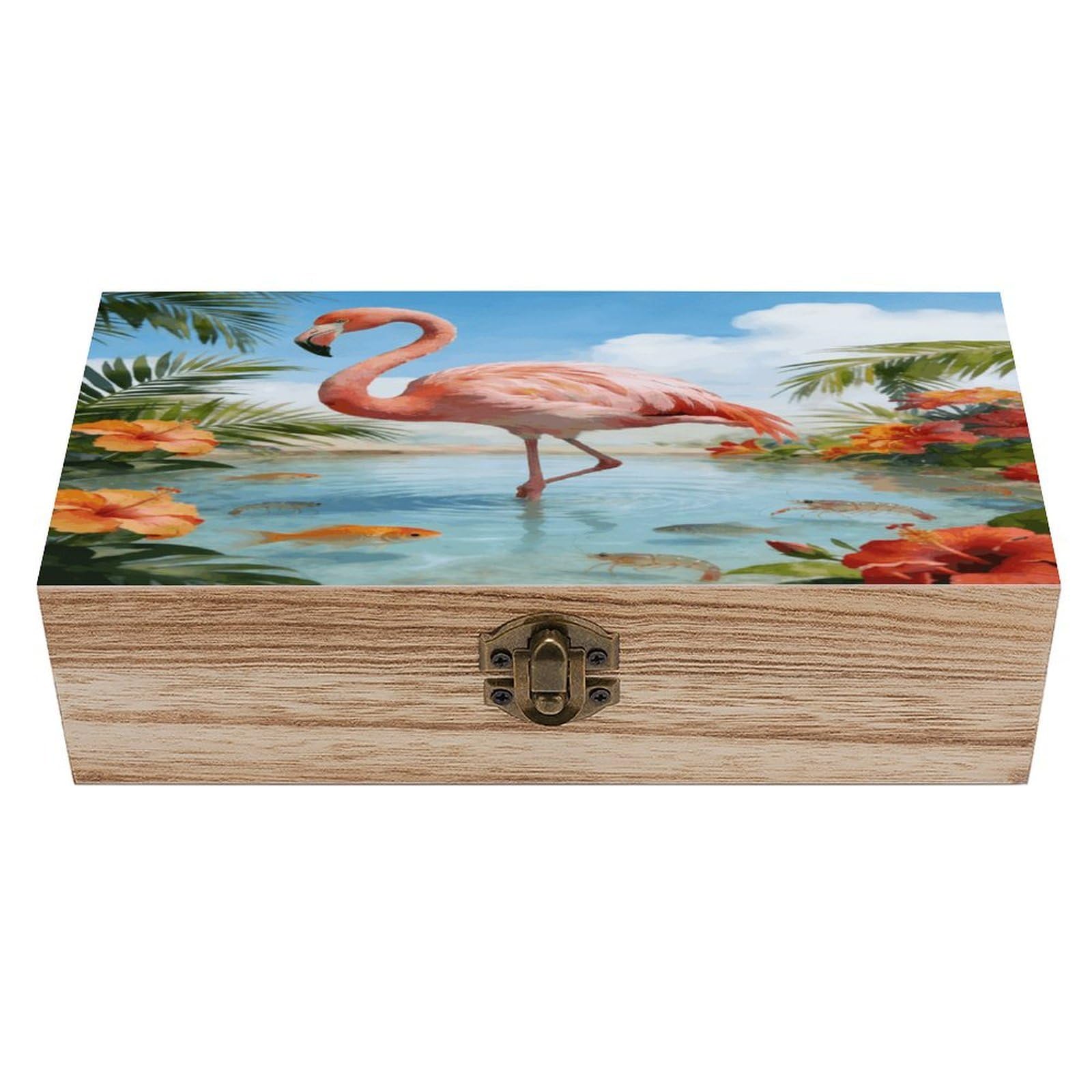 LZQPOEAS Tropical Dreaming Wooden Keepsake Box Wooden Storage Box Container with Hinged Lid Beautiful Wood Memory Box Decorative Jewelry Case for Crafts Art Hobbies & Trinket Storage