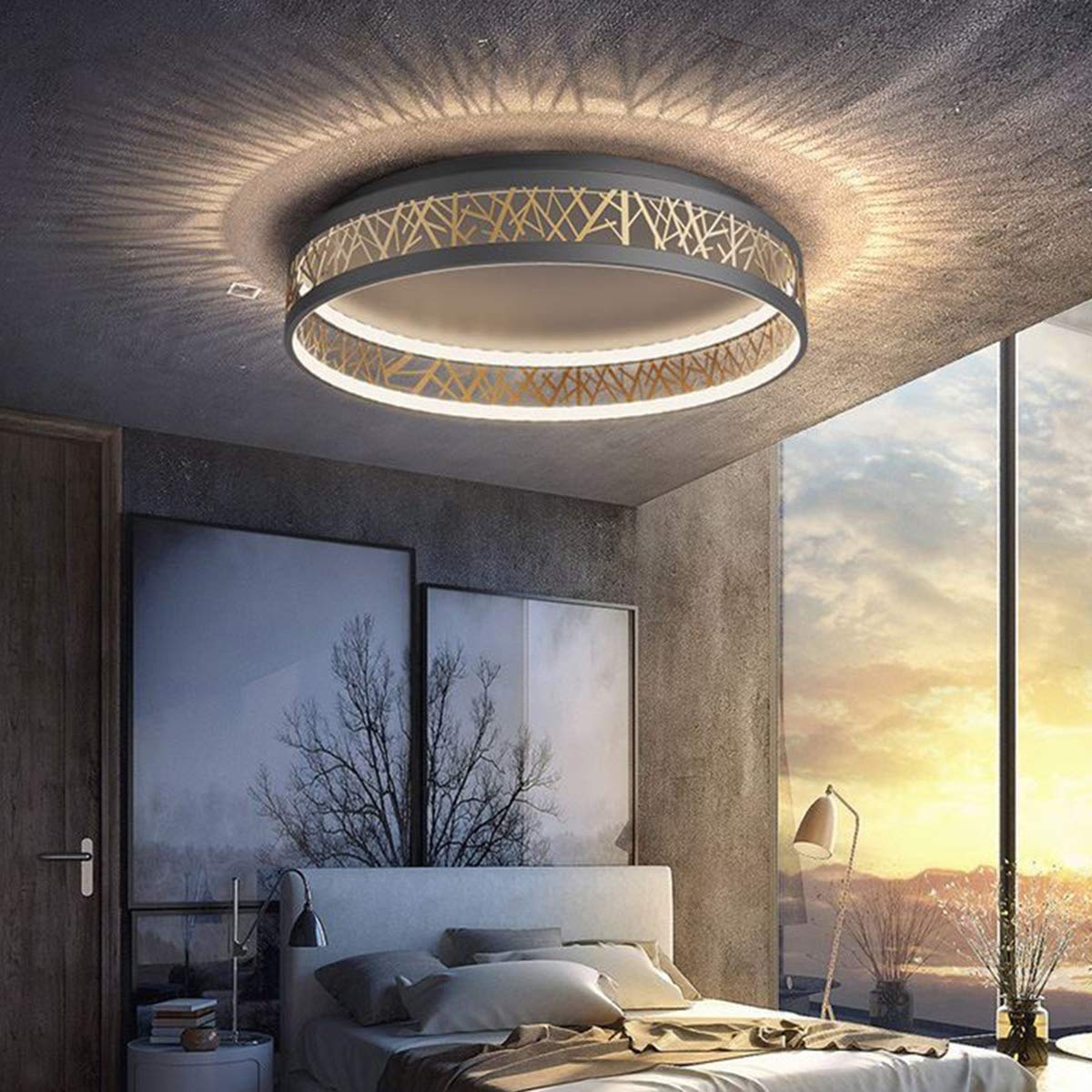 LED Plafondlamp Dimbaar - Rond - Talowe Zwart 45,5 CM - 30W 1800Lm