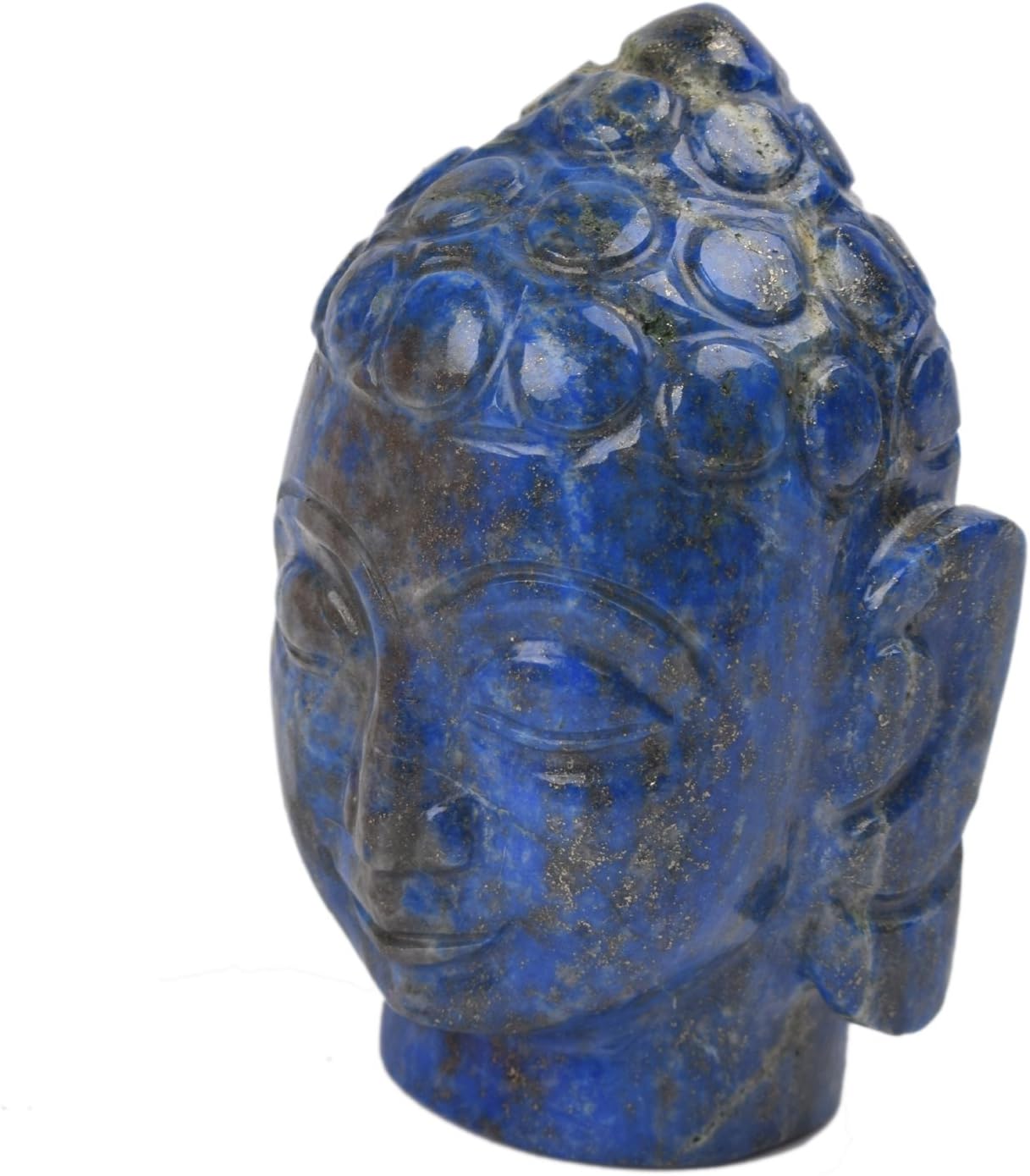 GEMHUB Natural Lapis Lazuli Buddha Head Statue, Hand-Carved Gemstone Buddha Sculpture, Blue Lapis Gemstone Figurine for Meditation, Spiritual Home Decor, Office & Gift, Approx. 76 x 53 mm image 2