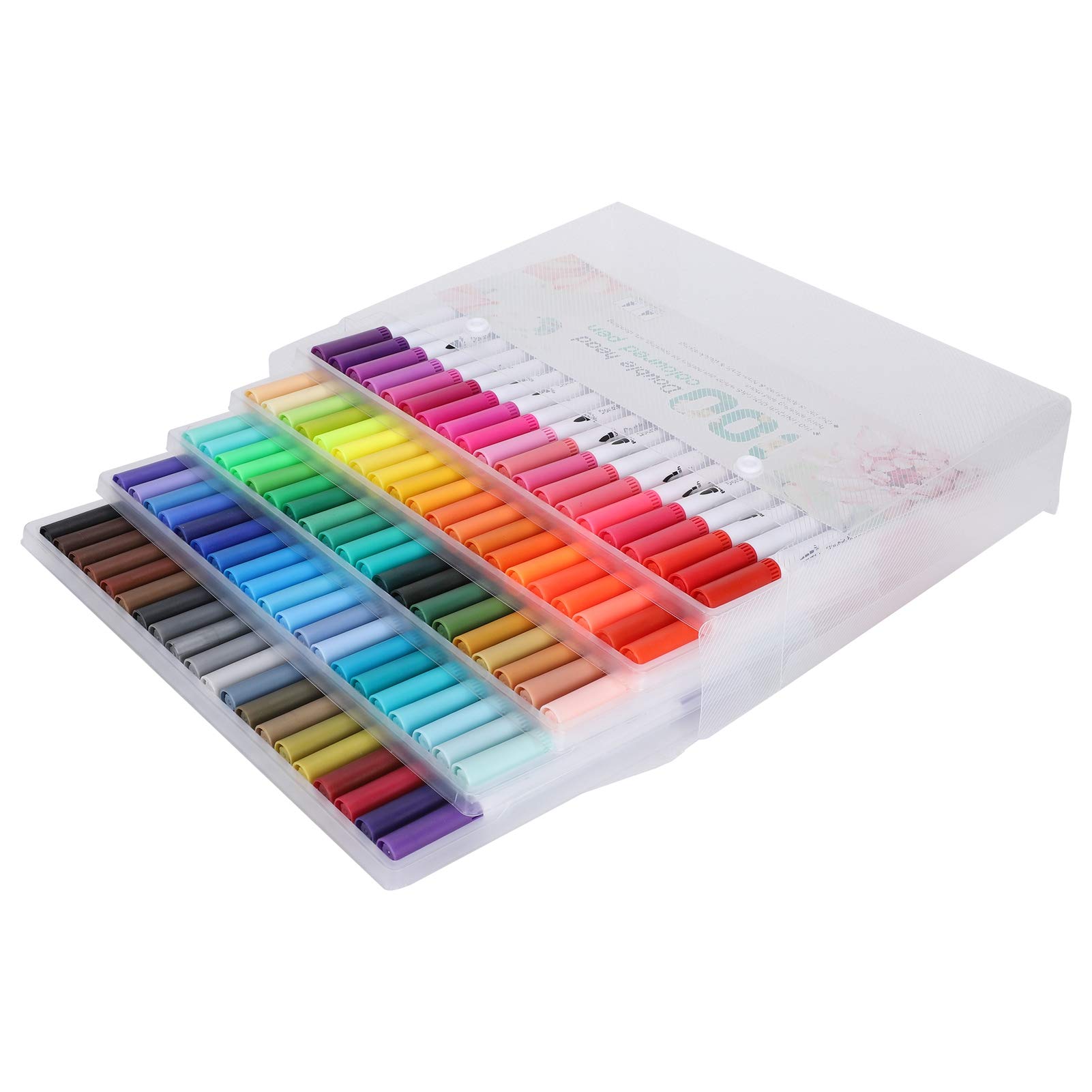 Aquarell-Marker in verschiedenen Farben, weiche feine Liner-Spitze, doppelte Pinselspitze, 60/80/100 Farben – Kunstbedarf für Erwachsene zum Ausmalen von Malbüchern und für (STBG-100°)