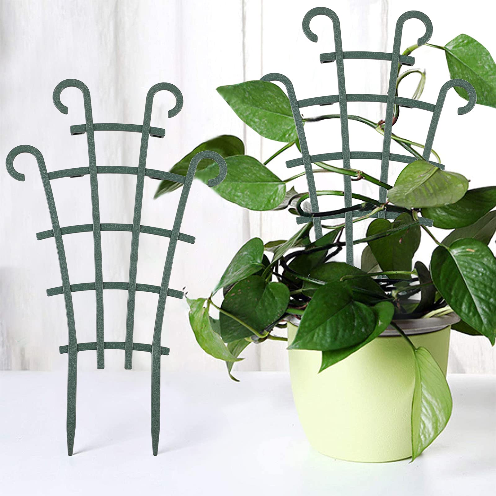 6 Treillis Pour Plantes En Plastique Vert – Support Grimpant Pour Tomates, Concombres, Lierres