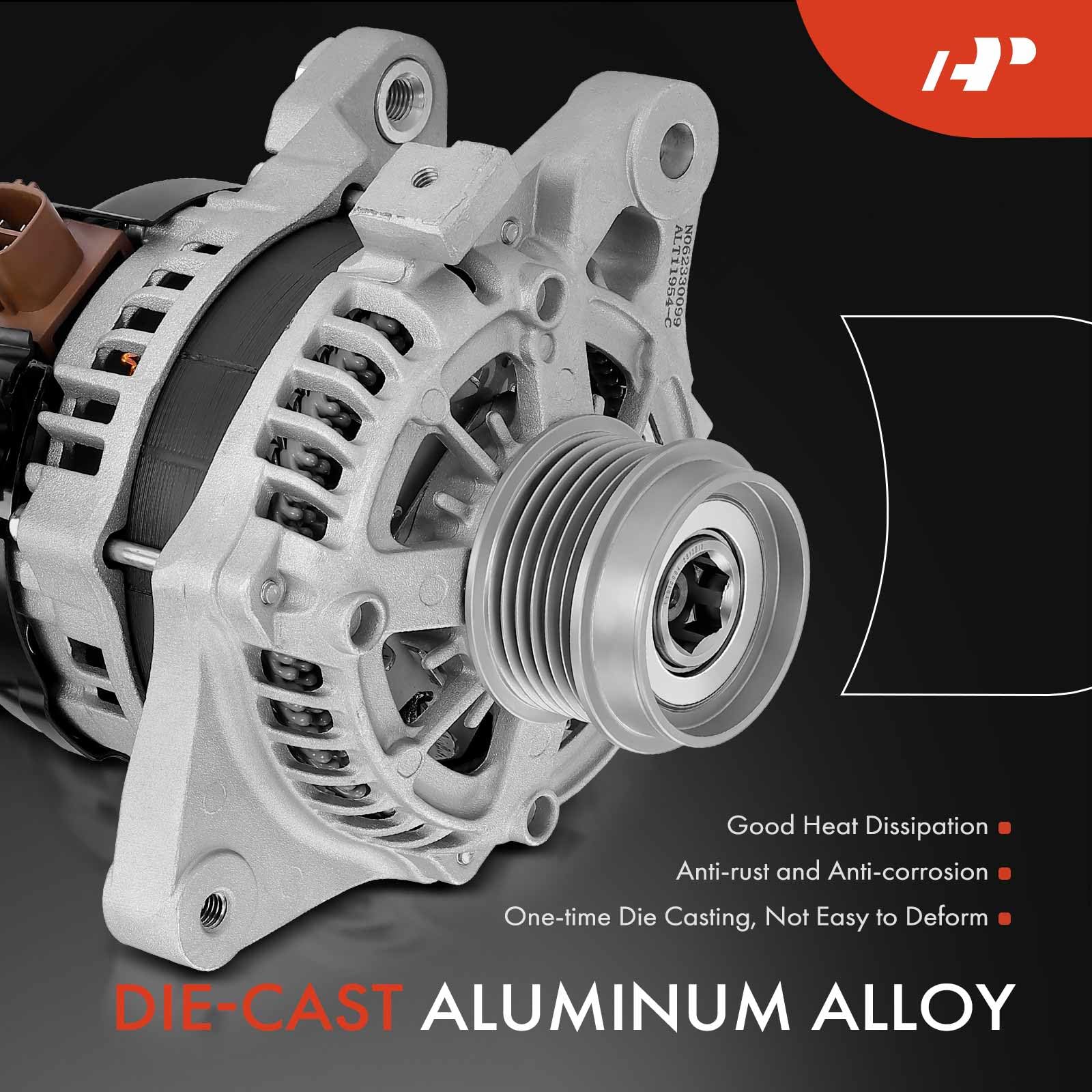 A-Premium Alternator Compatible with Toyota Corolla 2017-2018, Corolla iM 2017-2018 & Scion iM 2016, 1.8L, 12V 100A 6-Groove Pulley Clockwise, Replace# 2706037150, 1042113174