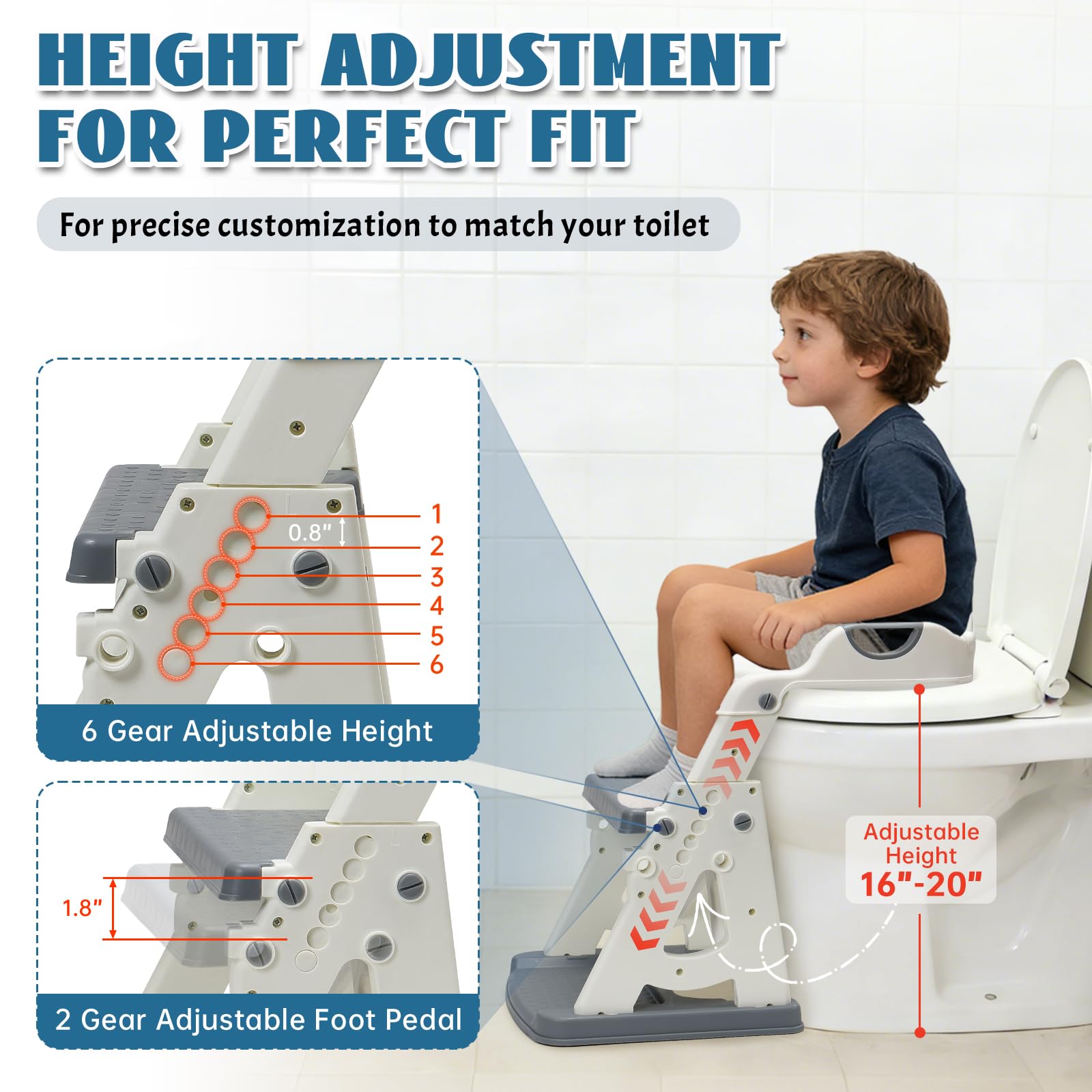 Potty Training Toilet Seat, Stable Potty Training Seat with Step, 2-in-1 Toddler Toilet Seat with Steps for Kids Boys Girls Toddler Potty with Ladder Splash Guard Non-Slip - 3