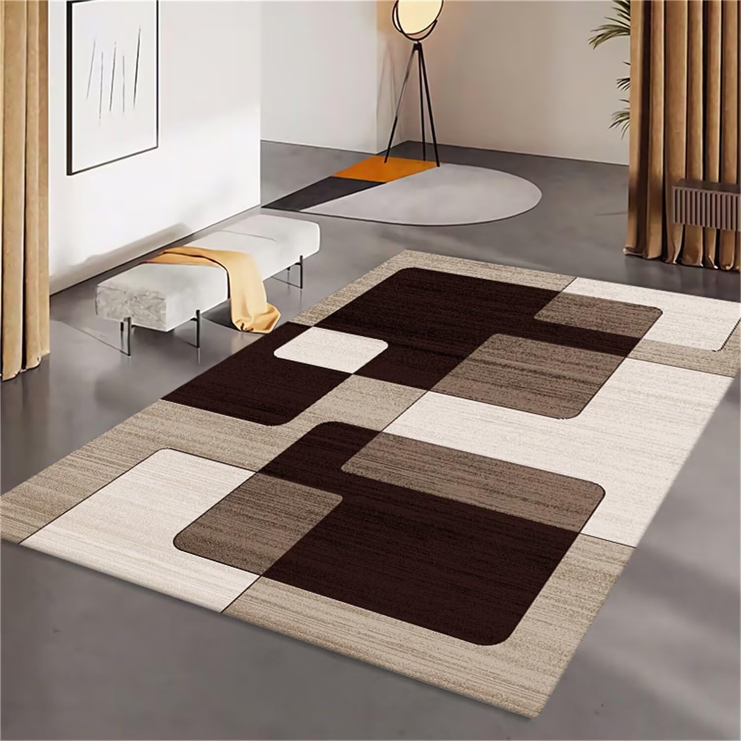 Tapis bureau lavable marron pour réchauffer l'ambiance des salons