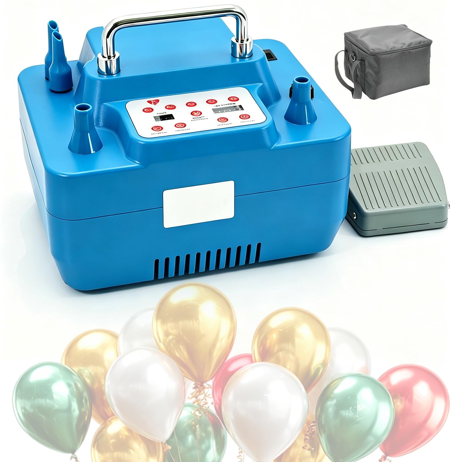 HKFGSHOP 1000w Electric Balloon Pump, Timing Quantitative Double Hole Inflator, Inflates In 3 Seconds, Timing And Memory Function, With Foot Switch, For Parties, Wedding, Birthday Events