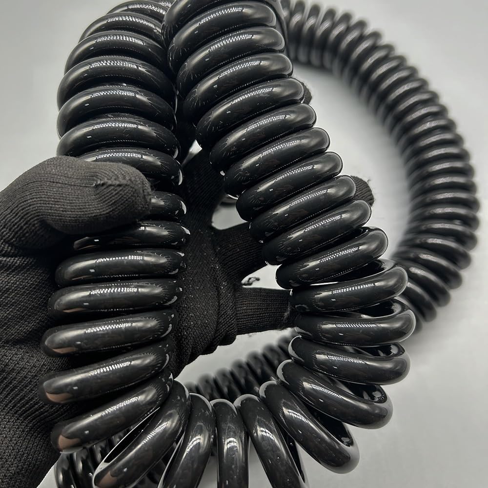 Sprężynowy kabel spiralny Kabel teleskopowy, 2-żyłowy kabel spiralny Drut 4mm kwadratowy 15A 20A Mechaniczny sprężynowy dużej mocy Zwijana cewka(Stretch 3 Meter)