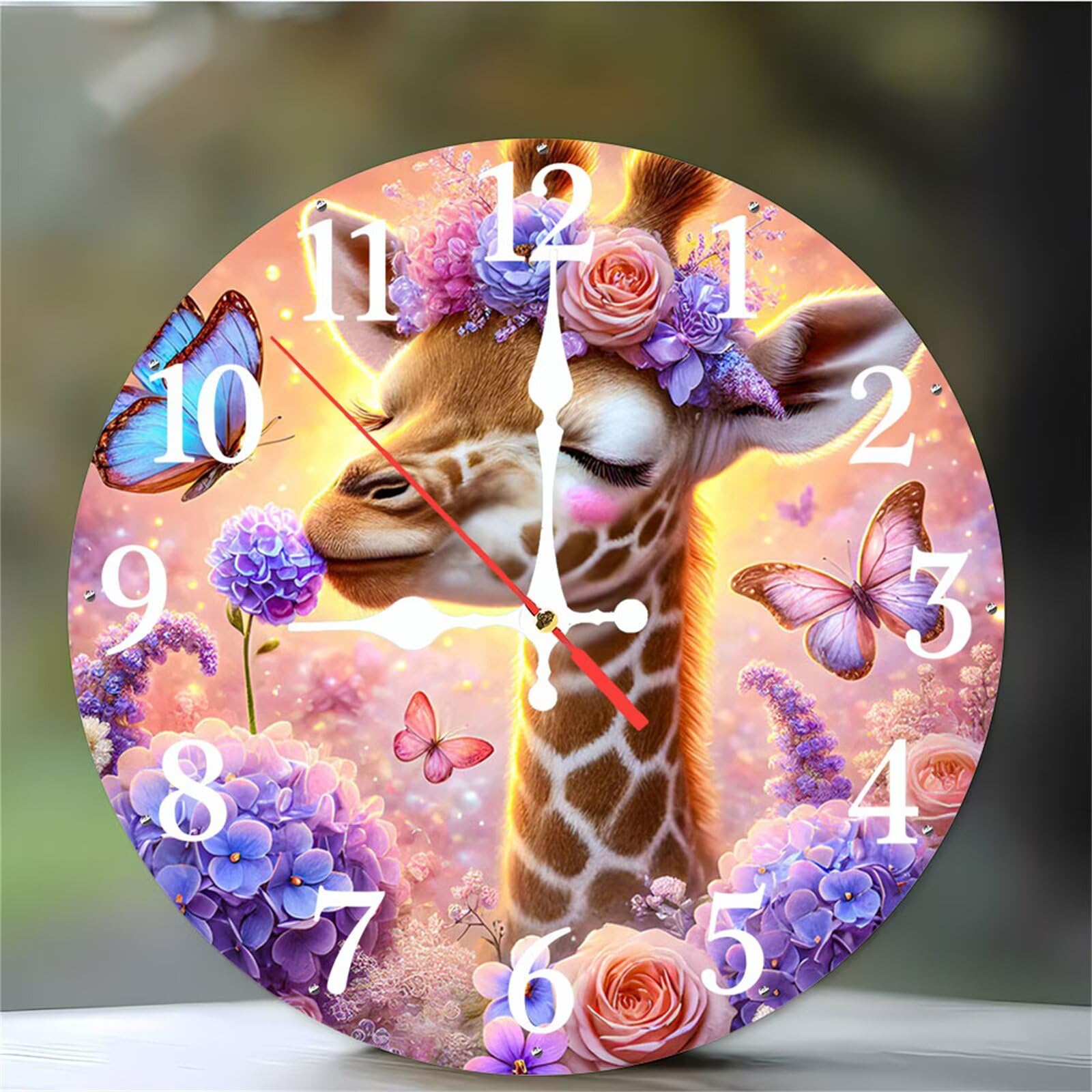 Horloge murale silencieuse girafe 30 cm en quartz pour salon