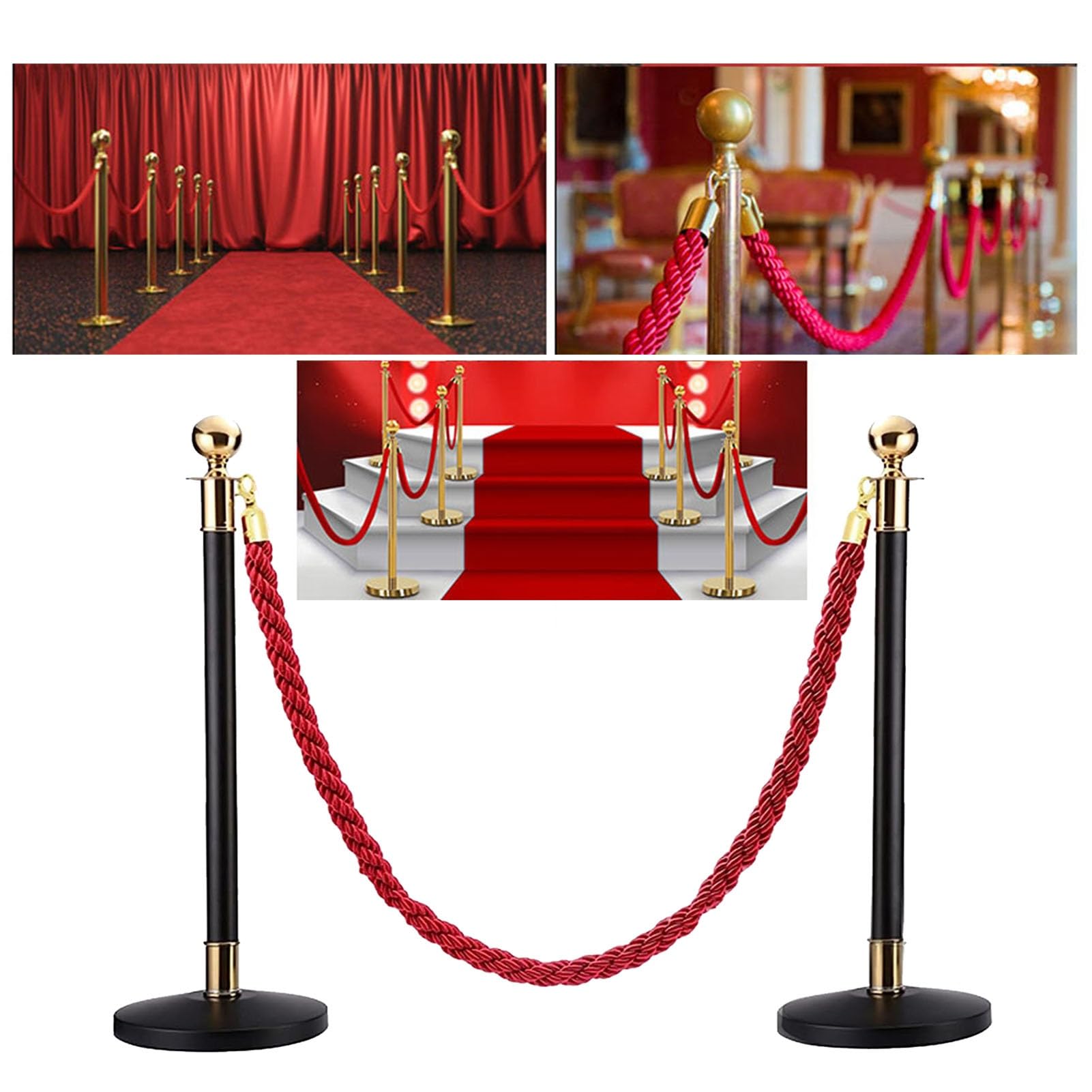 Vip Rope Tassel VIP Line Rope Red & White Braided Stanchion Rope – 7.2ft Queue Barrier ...