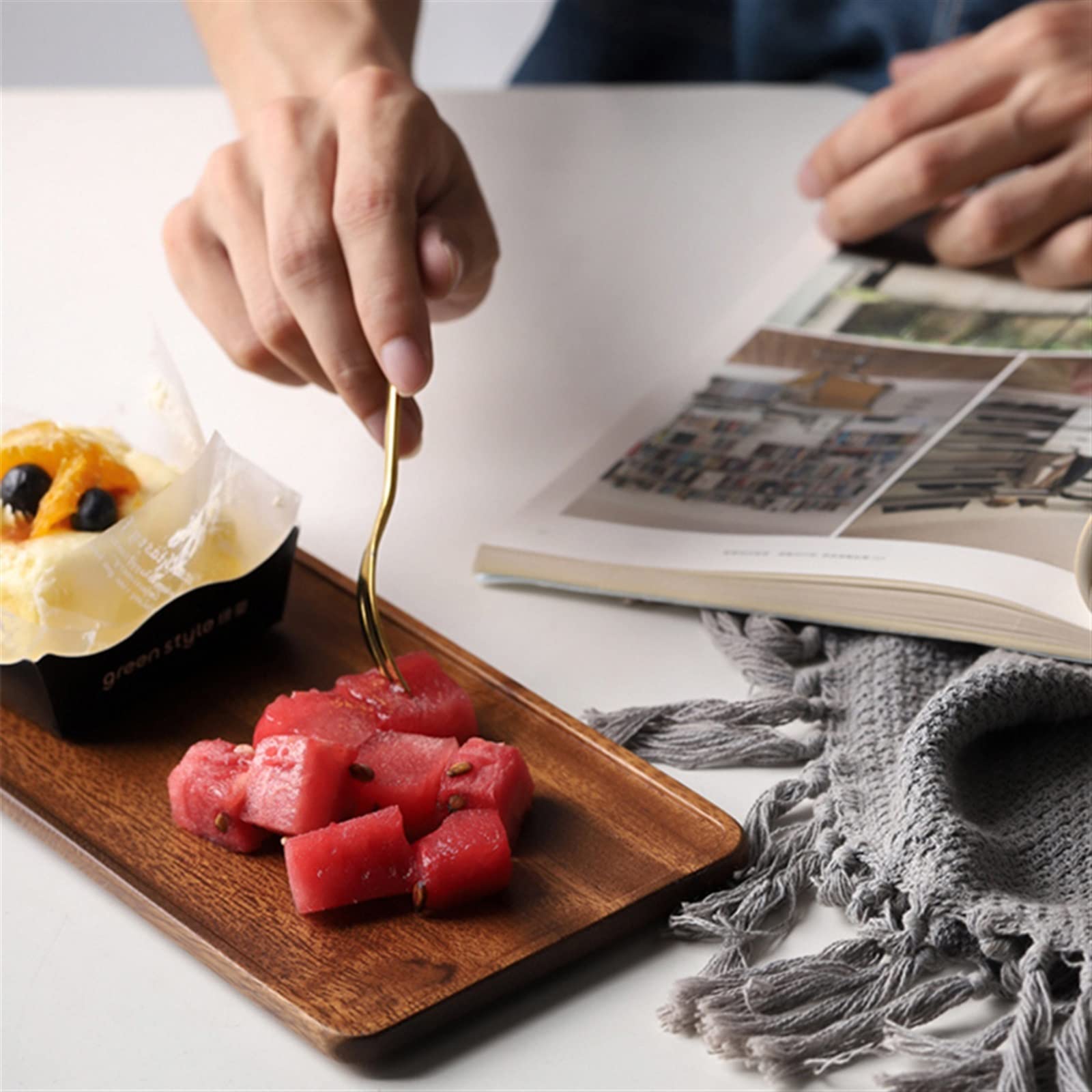 3NH® Breakfast in Bed Tray Solid Wood Rustic Walnut Wooden Tea Tray Serving Tray Serving Table Plate Snacks Food Storage Dish for Hotel Home Serving Tray 2