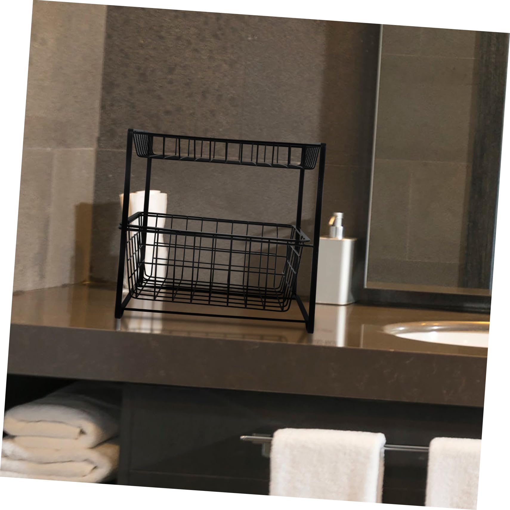 Amosfun Organizzatore per Prodotti Sotto Lavandino Organizer per Articles da Toeletta e Pulizia Mensola per Cucina e Bagno Spazio di Archiviazione Ottimizzato