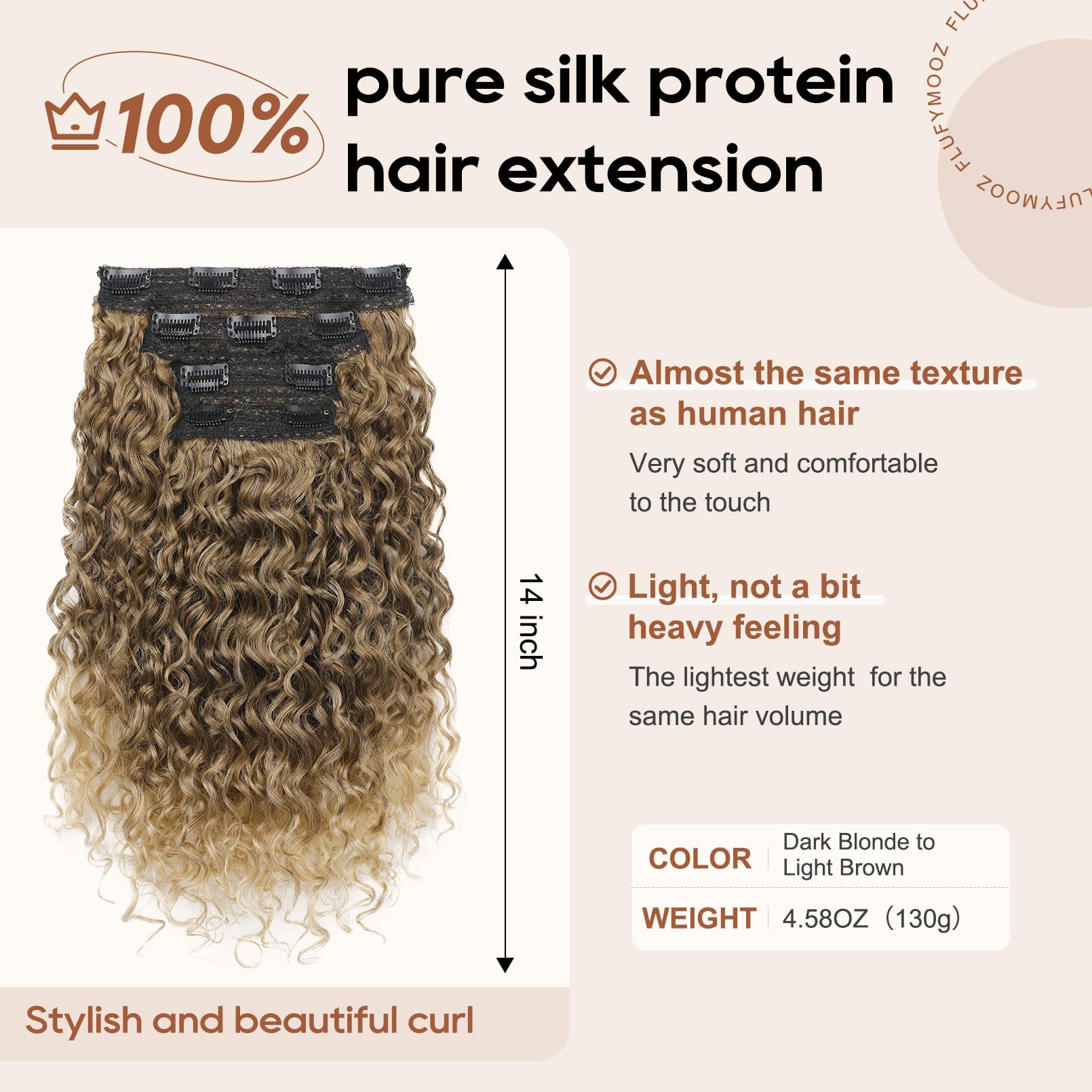 FLUFYMOOZ 4PC Clip in Hair Extensions - Image 3
