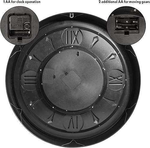 Miniatura 5 de October Elf 24 Inch Wall Clock with Moving Gears Large Industrial Steampunk Metal Clock Antique Gold Oversized Farmhouse Decor Wall Clock for Living