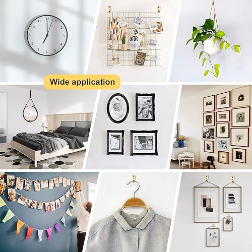 Miniatura 4 de Colgadores de fotos, 120 ganchos con clavos, kit para colgar cuadros, ganchos de pared, kit para colgar en la pared para paneles de yesopared de
